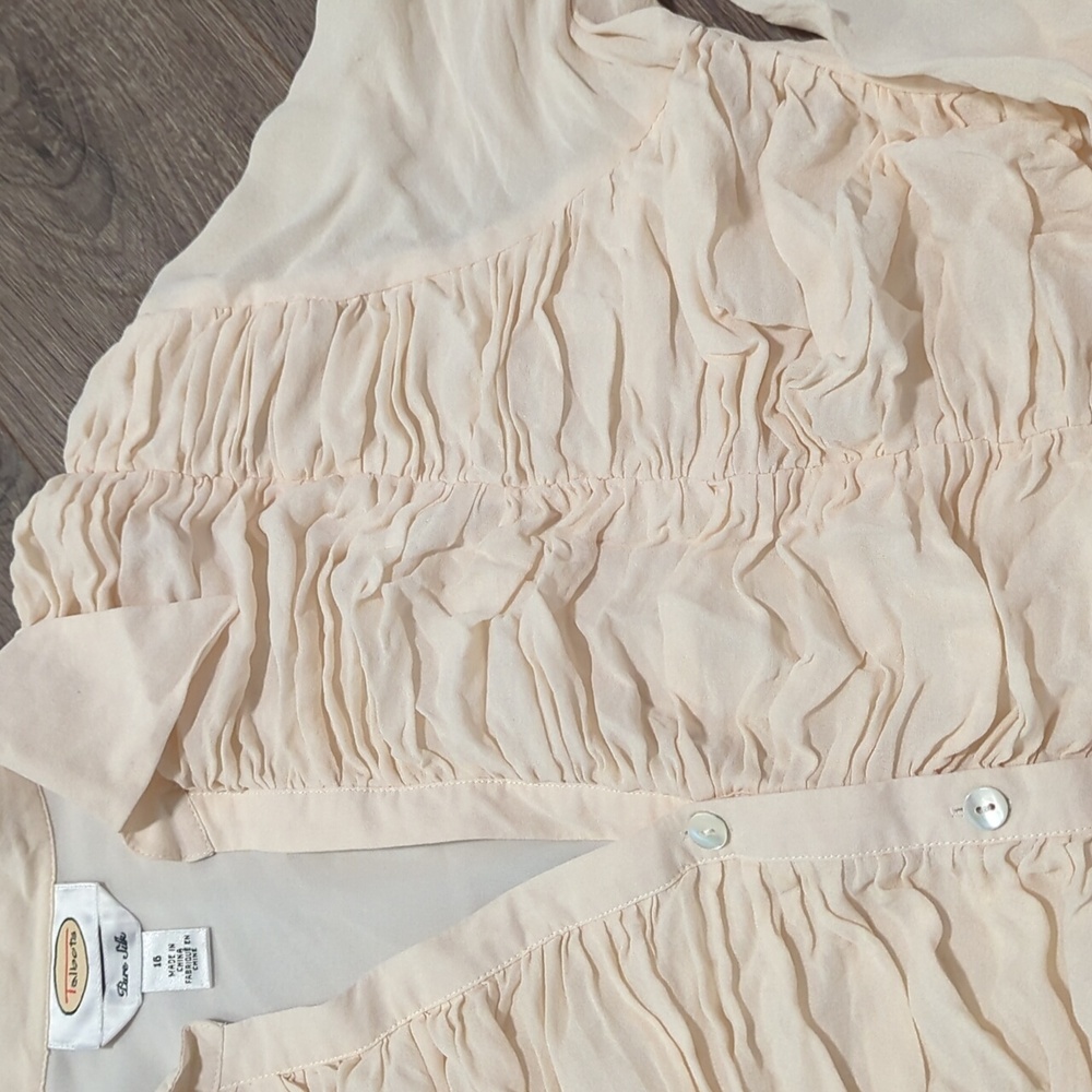 Talbots Vintage Pure Silk Ruched Button Down Blouse - Picture 4 of 11